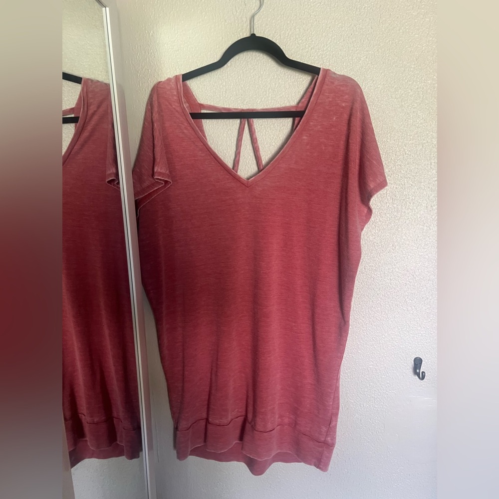 Express One Eleven pink oversized v neck tee Small Runs big